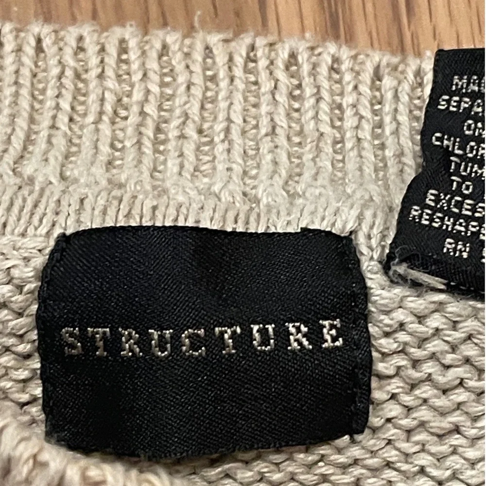 Structure Mens Geometric Pattern Knit Sweater Long Sleeve Size L